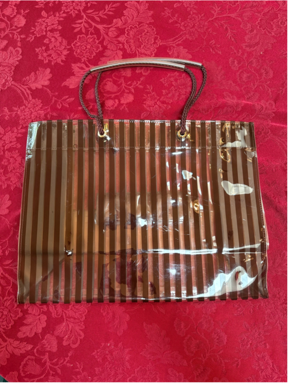 Henri Bendel Clear Brown Striped Tote Bag - Picture 2 of 5